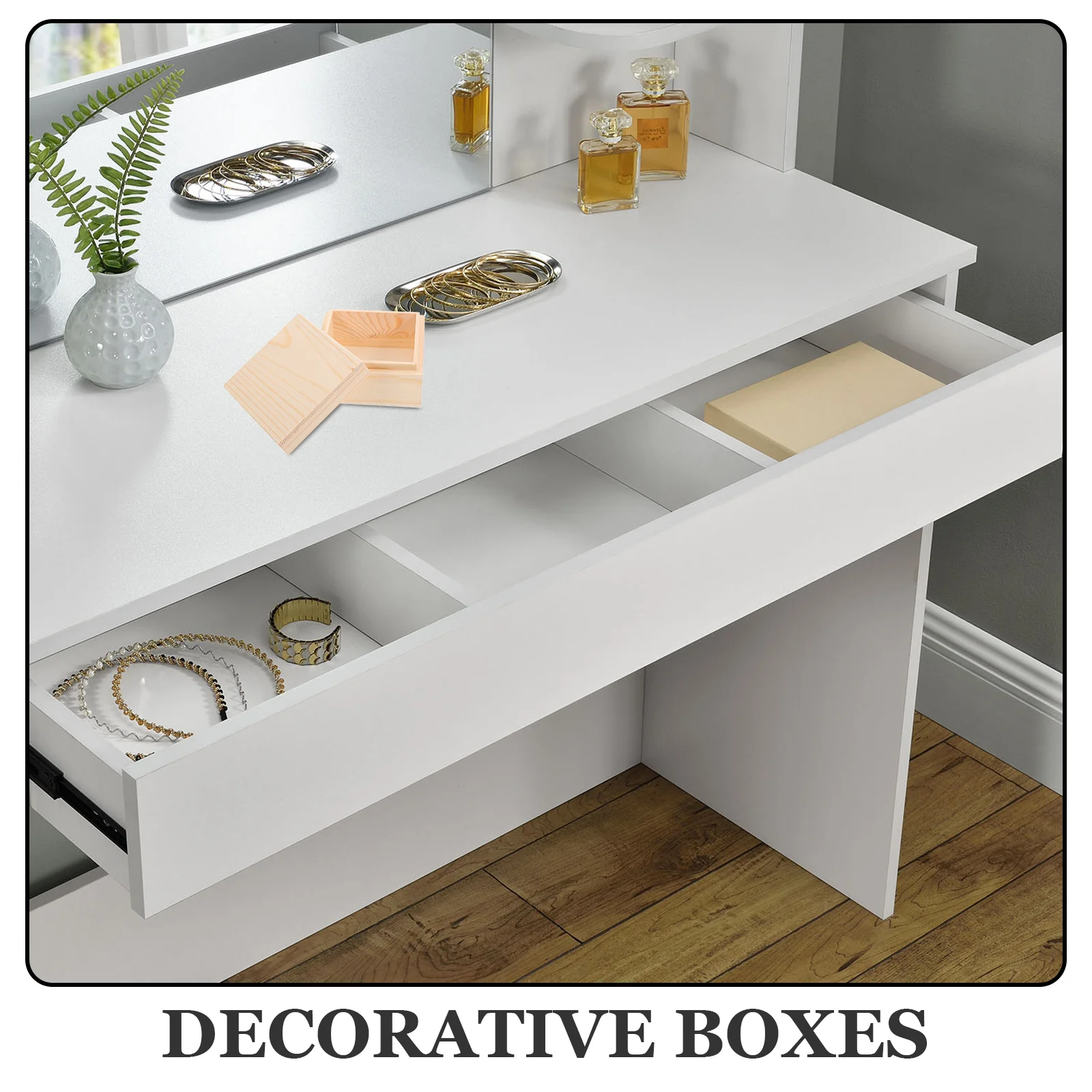 

2Pcs Natural Pine Wood Storage Box Large Capacity Lid Decorative Keepsake Jewelry Organizer Chest for Home Office