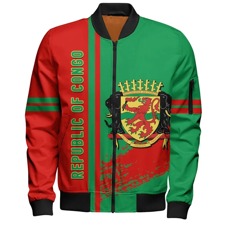 Frica Country Republic Of The Congo Flag Graphic Zipper Jackets Coat  For Men Casual Plus Size Sportswear Mens Tracksuit Clothes