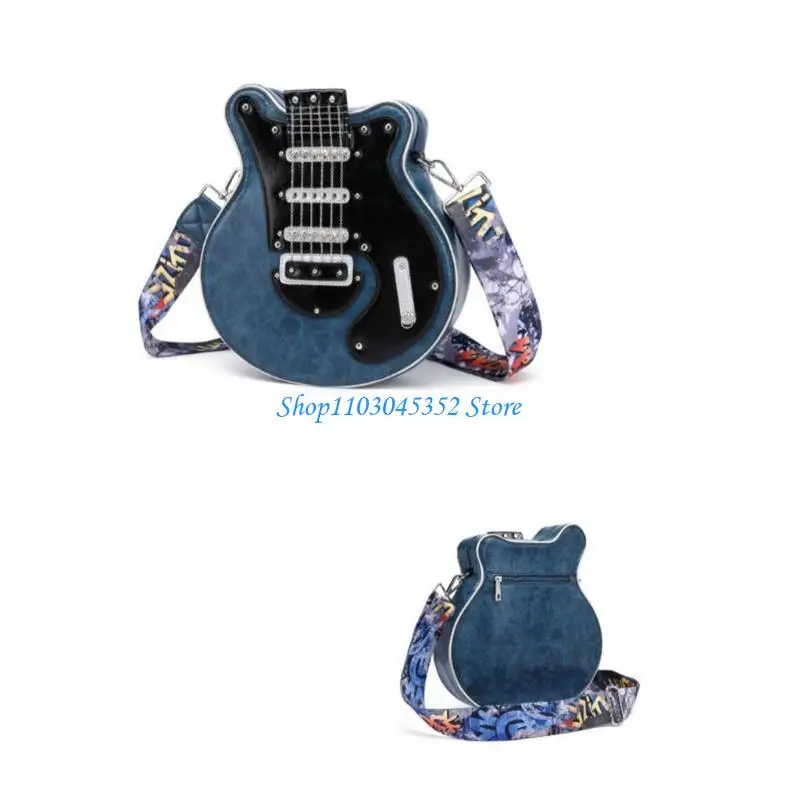 

Small Shoulder Bags Creative Guitar Crossbody Bag Zipper PU Bag for Girls Women Adjustable Shoulder Belt
