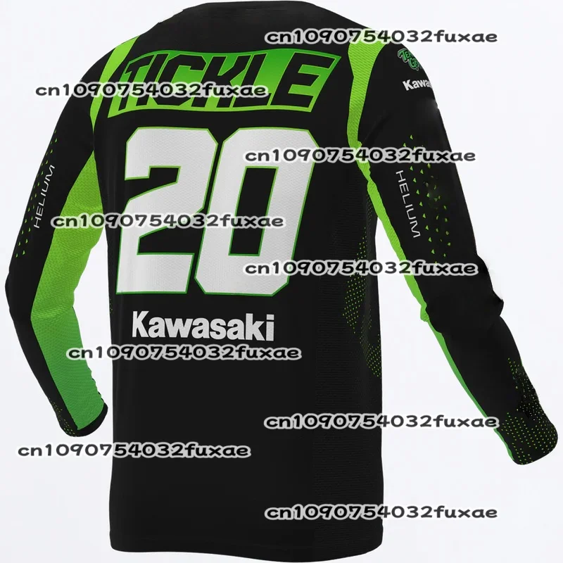 

Kawasaki новая униформа для мужчин и женщин, модная повседневная спортивная одежда, летняя дышащая быстросохнущая мотоциклетная футболка большого размера