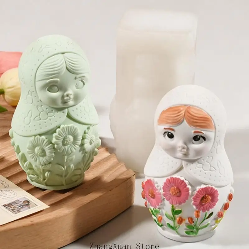Handgefertigte Duftkerzenform mit russischem Nesting-Puppenmuster-Detail 3XUF – Detail 7
