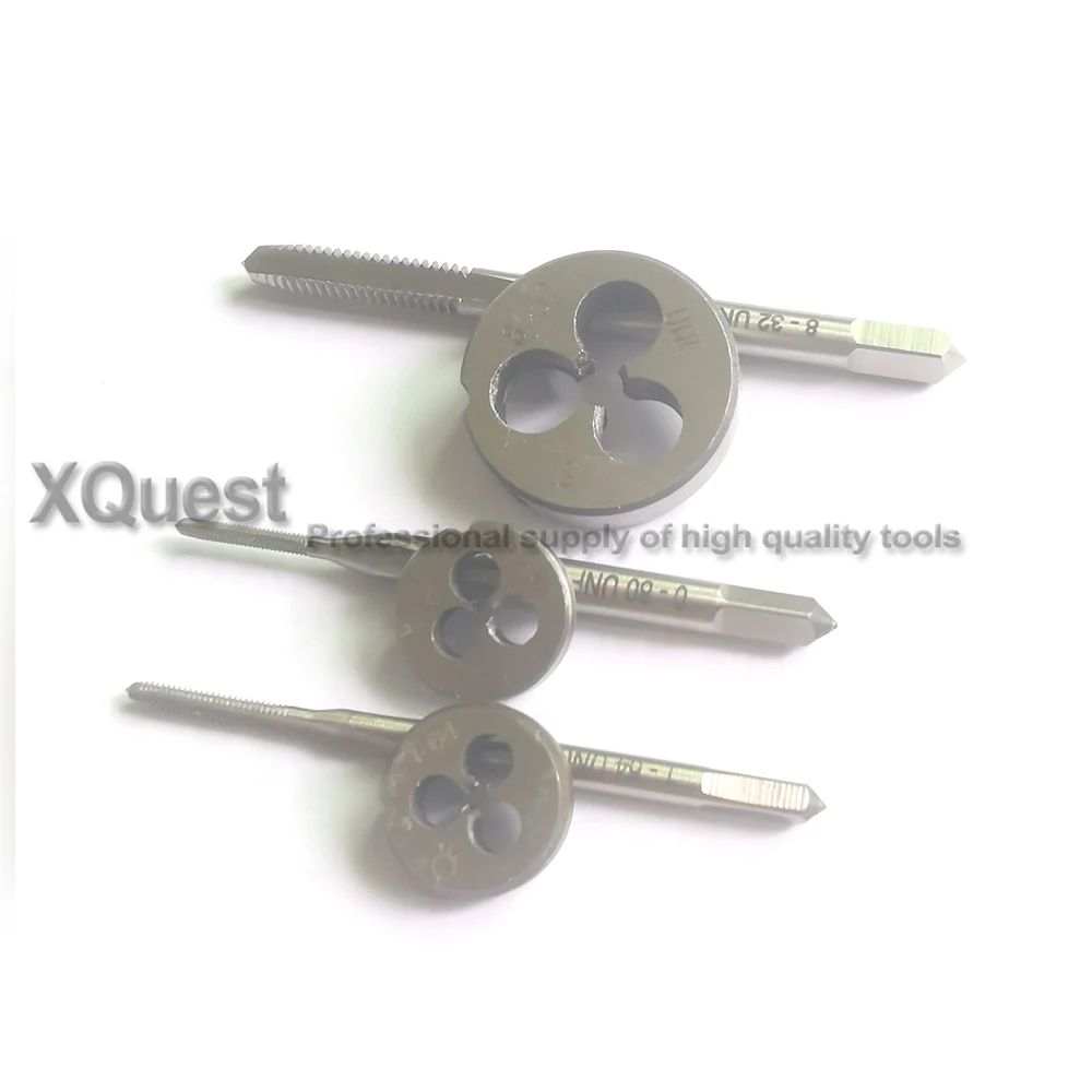 2pcs Right hand Unified thread tap and die set Fine screw dies taps UNC UN 0-80 1-64 2-56 4-40 5-40 6-32 8-32 10-24 12-24 1/4 #0