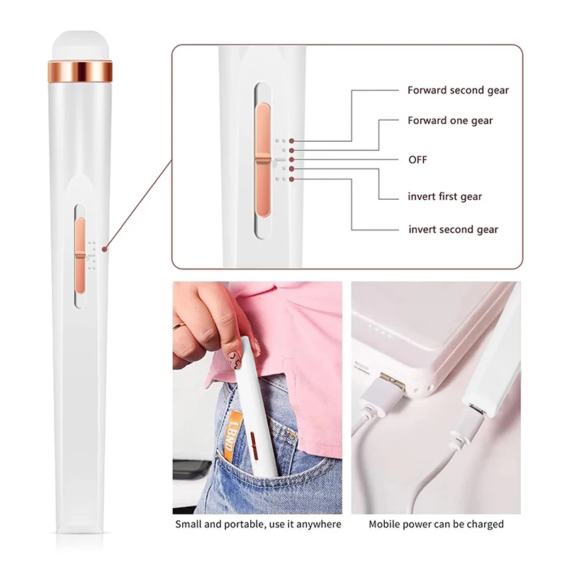 5 In 1 Electric Nail Drill Kit Rechargeable Cordless Portable Manicure Polish Grinding Tool For Gel Remover Nail Art