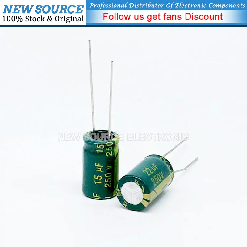 Capacitor eletrolítico DIP, Nova Fonte 250V, 1UF 2.2UF 3.3UF 4.7UF 6.8UF 10UF 150UF 22UF 33UF 47UF 68 100 150 220 330 470UF