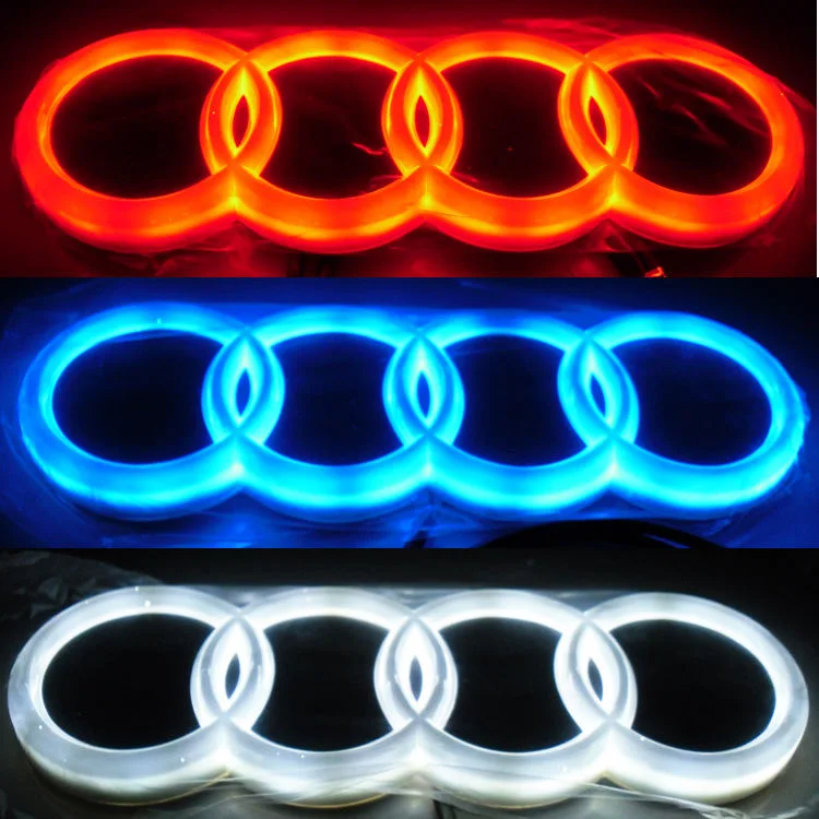 Grade dianteira do carro LED Logo Decoração Bagagem, 4d Lâmpada de Reajuste, Audi A3, A4, A5, A6, A7, A8, S3, S4, S5, S6, S7, Q3, Q5, q7, acessórios