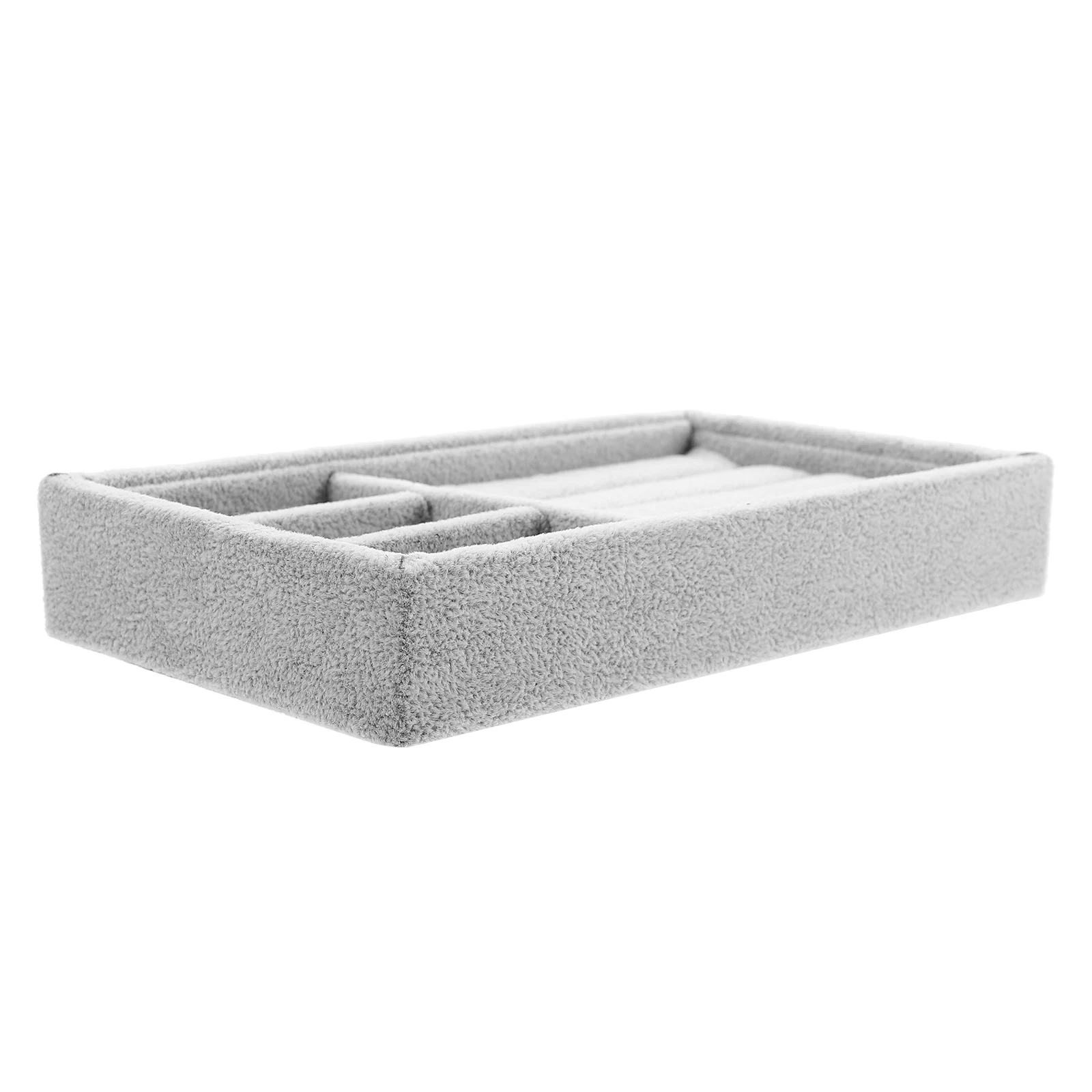 

Velvet Jewelry Box Small Earrings Rings Necklace ganizer Tray Grey Grid Design Storage Display Case Bracelet Holder