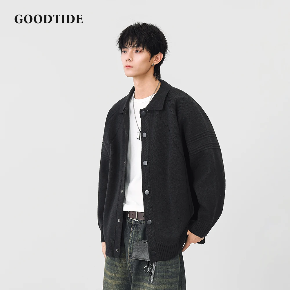 Fashion Men's Casual Polo Collar Cardigan 2025 Winter New Knitted Jacket Button Front Comfortable Soft Long Sleeve Outerwear Top