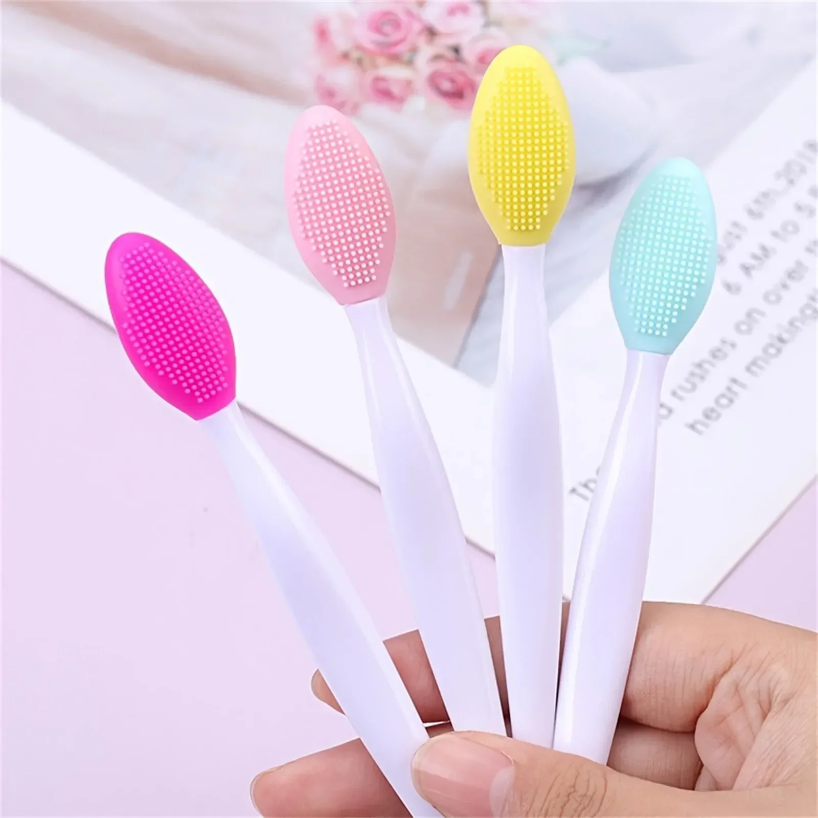 Skin Care Lip Exfoliating Facial Cleansing Face Scrub Nose Clean Brush Blackhead Remove Silicone Double-Sided Skin Care Tool