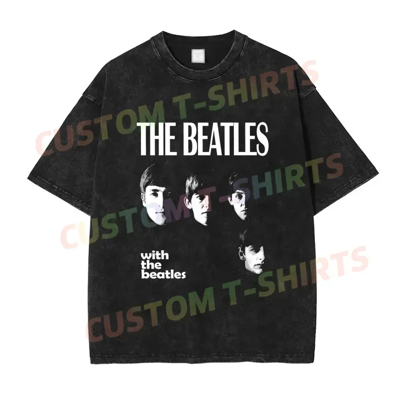 

2025 Summer Vintage Cotton Washed The Beatle T-Shirt Loose T Shirts Men Y2K Hip Hop Top Tee