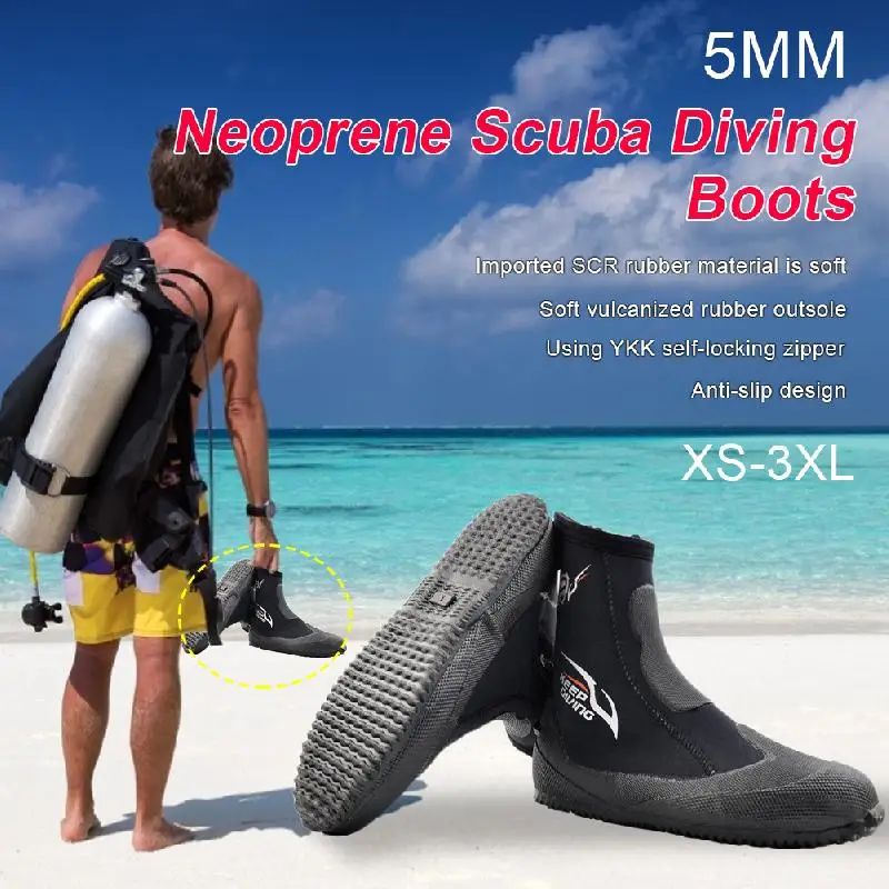 5MM Neoprene Scuba Diving Boots Water Shoes Vulcanization Winter Cold Proof High Upper Warm Fins Spearfishing Swimming Shoes