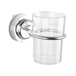 Stainless Steel Bathroom Cup Holder Wall Mounted Sucker Storage Shelf Toothbrush Toothpaste Cups Rack for Bathroom Accessories