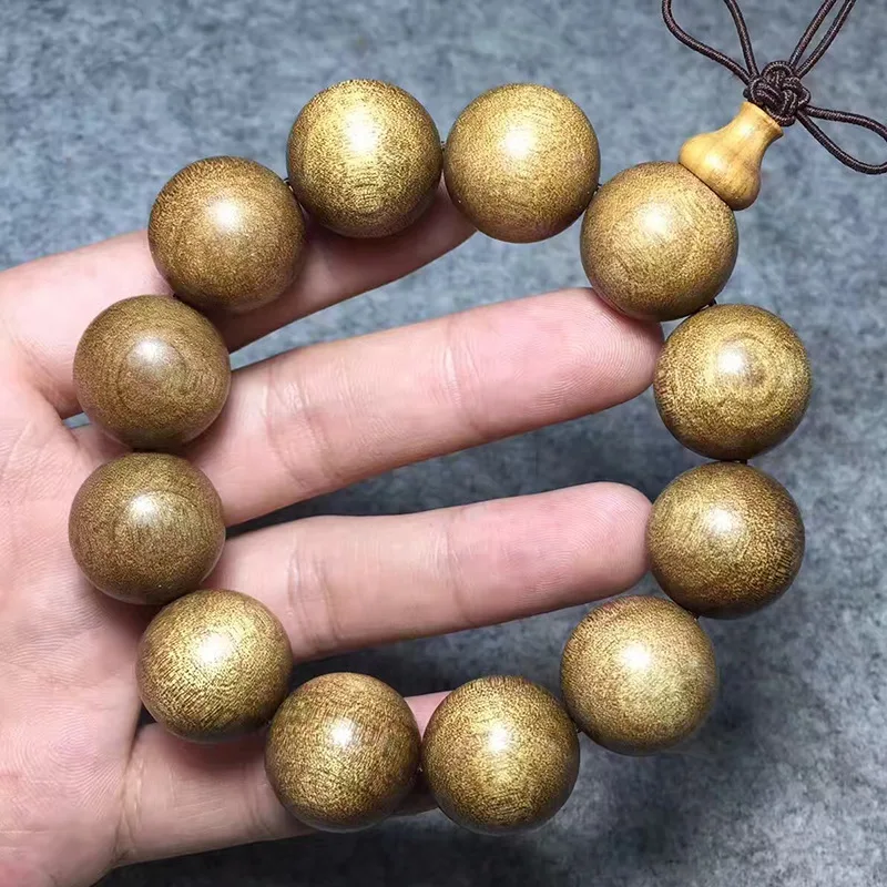 

Natural Golden Phoebe Old Material Prayer Bead Bracelet Full Golden Veins Unisex Collectible Perfect Festival Gift