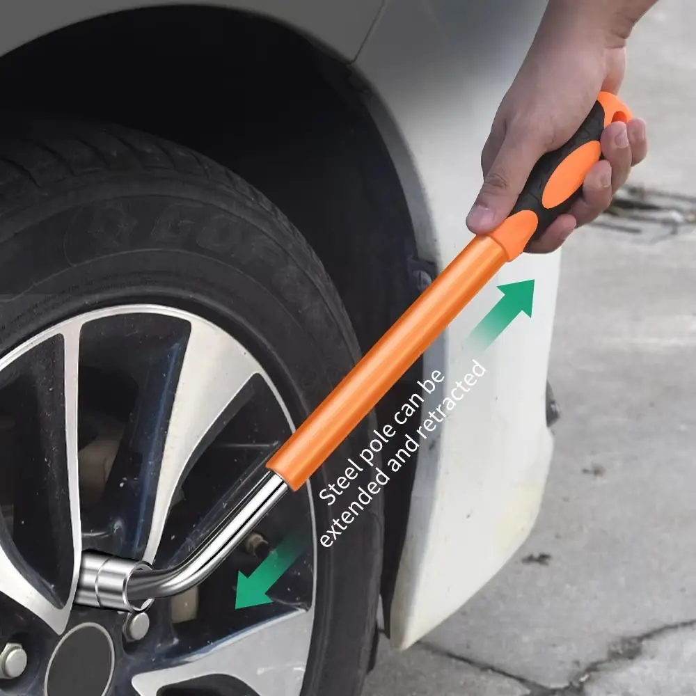 

Удлиненный телескопический ключ для шин, облегчающий демонтаж, регулируемый ключ для колесных гаек, телескопический ключ с торцевой головкой, утолщенный, выдвижной