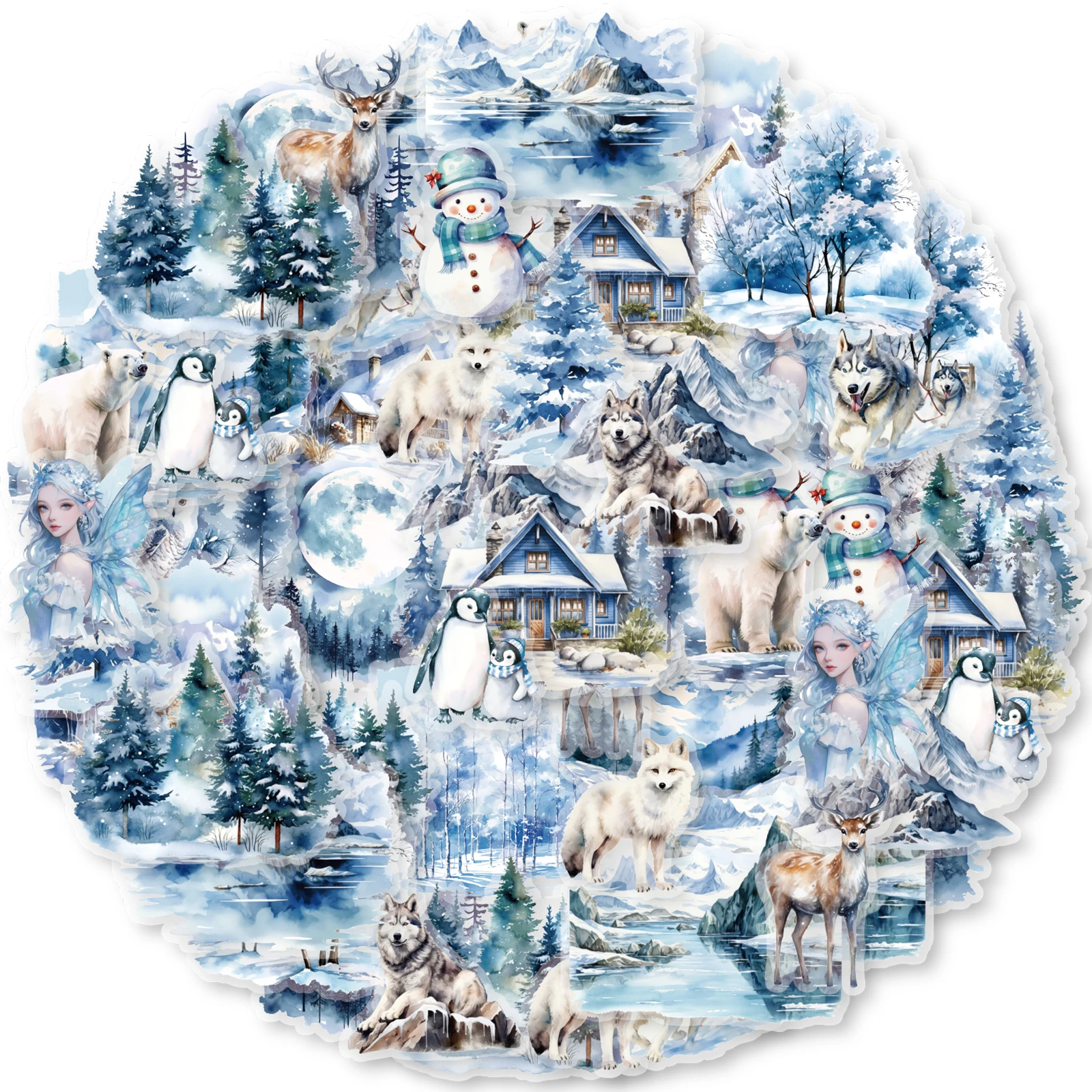 20pcs Winter Wonderland DIY Decorated Calendar, Water Bottle, Notebook, Children's Room Decoration, Stationery, Winter Stickers