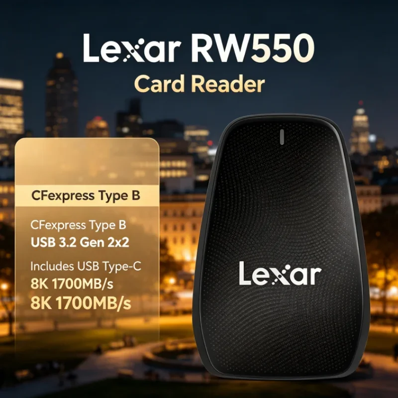Lexar RW550 USB Type-C CFexpress Type B Reader 8K 20Gbps USB 3.2 Gen 2x2 CFexpress Card Reader for Camera Data Transfer