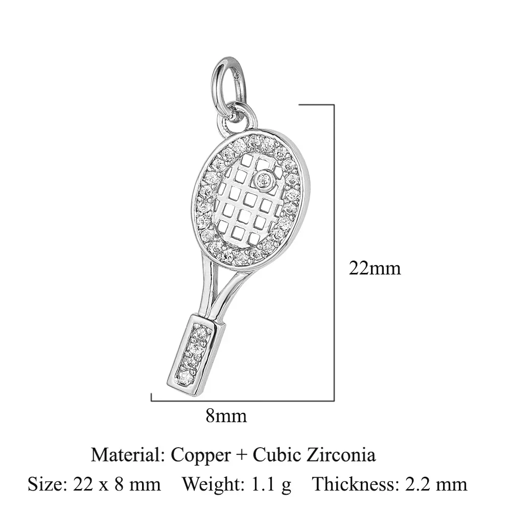 5 stks/partij Ster Hart Sleutel Koper Kubieke Zirkoon Charms Clover Lightning Hoefijzer Racket Maan Armband Oorbel Ketting Hanger