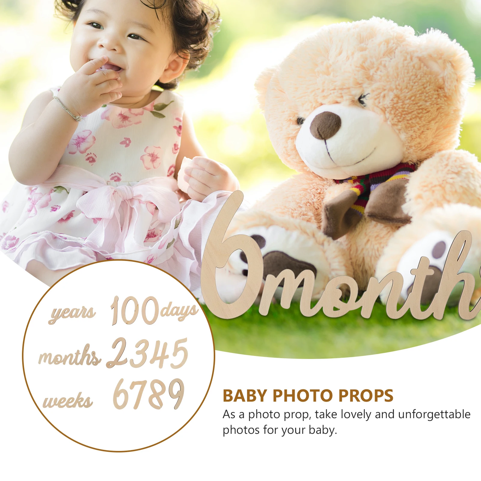 

1Set Wooden Numbers Baby Monthly Cards Infant Birthday Party Wall Decor Photography Prop Party Supplies