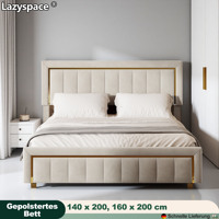 Lazyspace Modern Velvet Upholstered Bed, Double Bed Frame with Slatted Frame, Hydraulic Storage Bed for Home Bedroom Guest Room