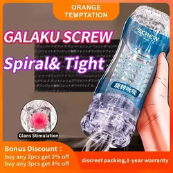 Galaku Vacuum Masturbators Spiral Cup Soft Pussy Transparent Vagina Sex Pocket Male Masturbation Endurance Exercise Toys for Men