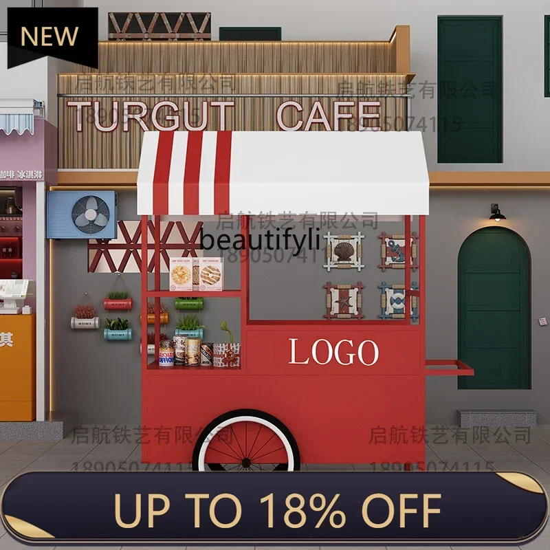 

Z189 A56 European-style wrought iron flower car promotion exhibition car creative outdoor, stall with cabinet mobile car stall