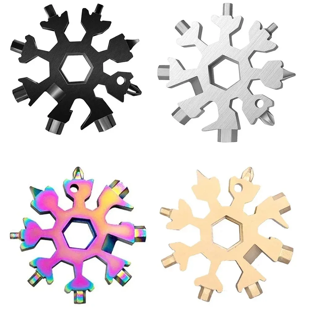 18-in-1 Stainless Steel Snowflakes Multi-tool Herramienta 18 En 1 Multifunctional Tool Copo De Nieve Llave Multiusos