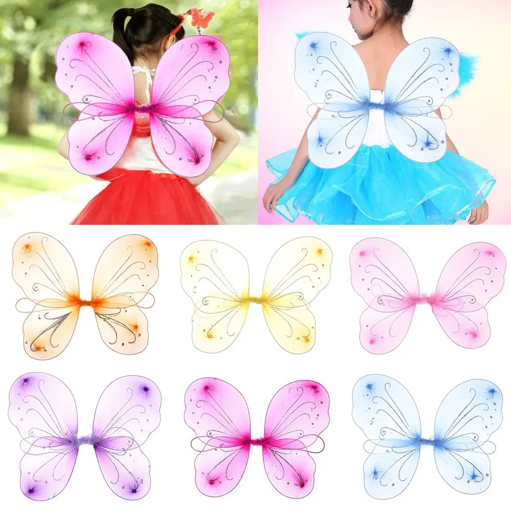 11*10 inches Halloween Children\'s Performance Silk Stockings Wings Glitter Butterfly Fancy Dress Fairy Wing Costume Dressing Up