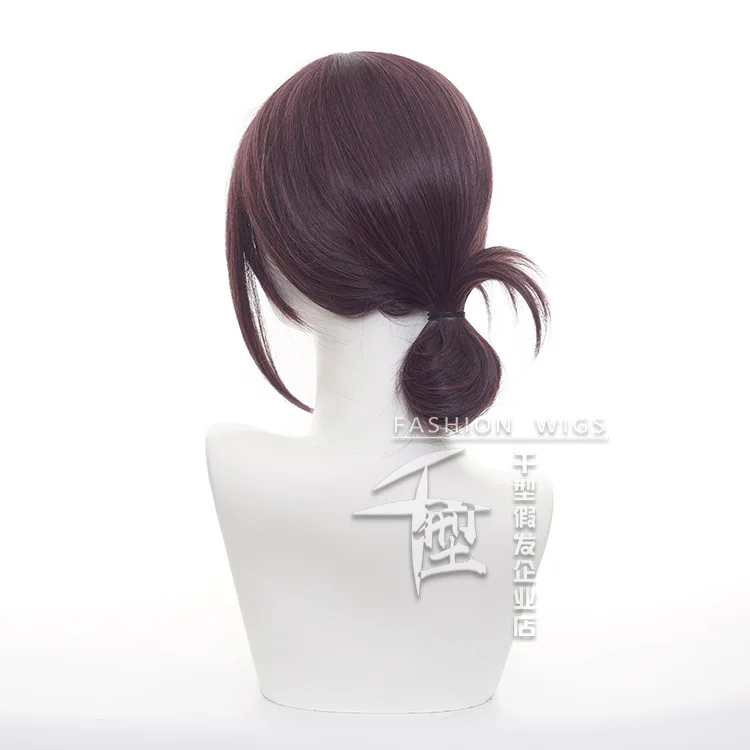 أنيمي بالمنشار رجل شعر مستعار تأثيري للمرأة Reze الشعر الأرجواني الداكن مع الانفجارات الطويلة كوميك كون المرحلة فستان الباروكات زي الملحقات #3