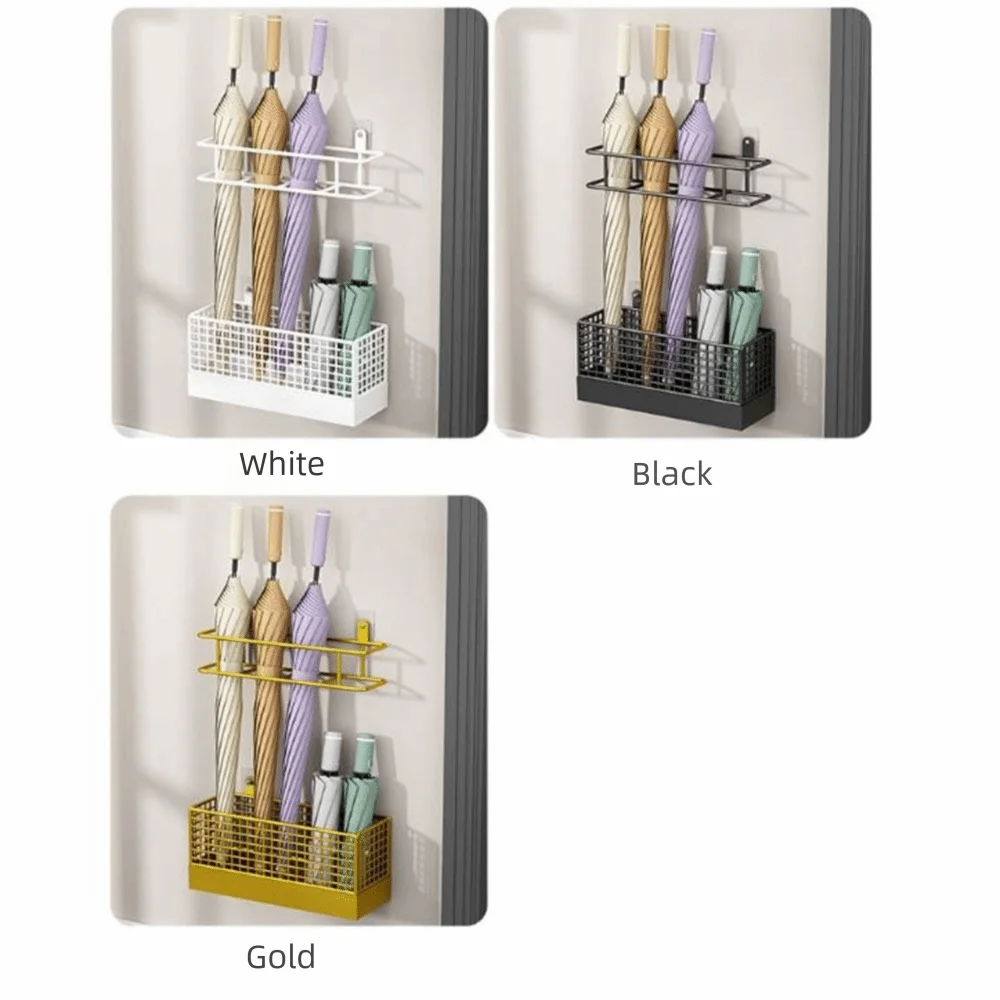 Metal Umbrella Storage Rack Rust-Resistant Wall-Mounted Umbrella Holder Large Capacity No Drilling Needed Umbrella Stand Dorm