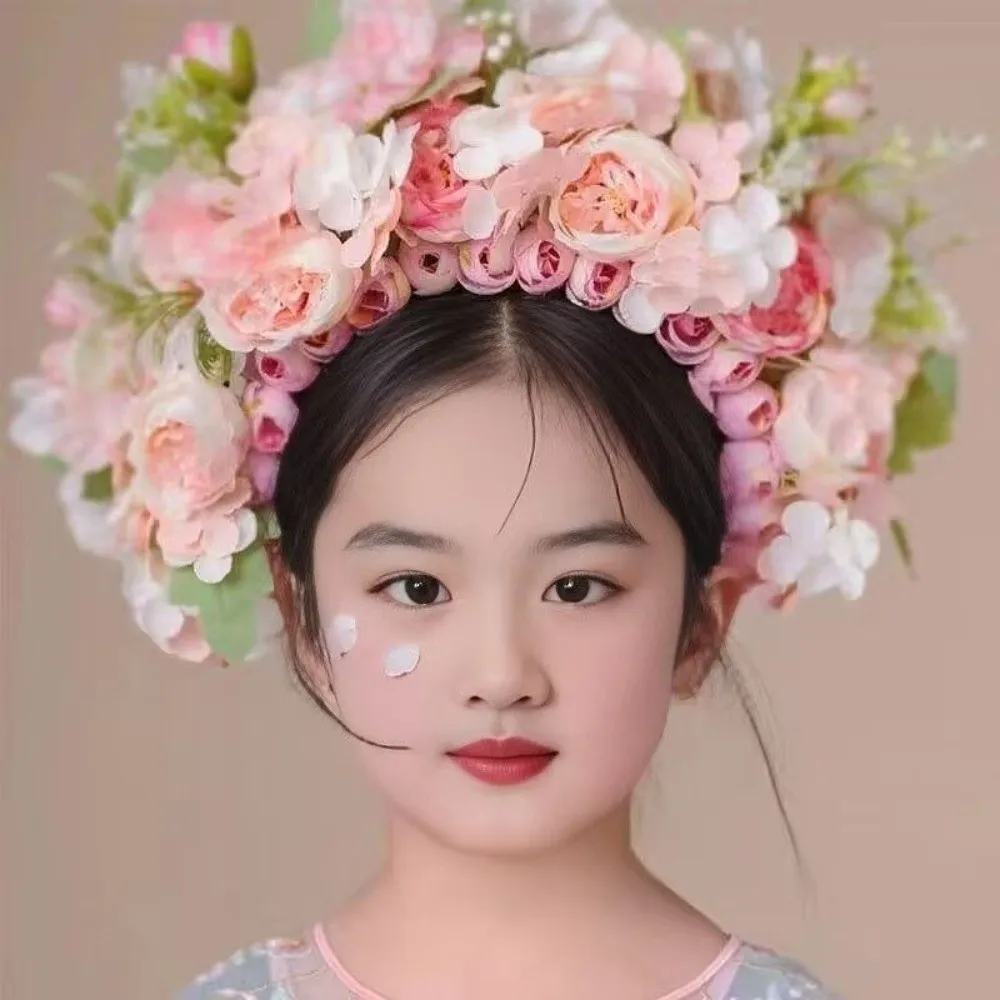 

Chinese Style Hairpin Flowers Headband Hair Clip Flower-decorated Flower Wreath Hairband Floral Hair Bun Headpiece