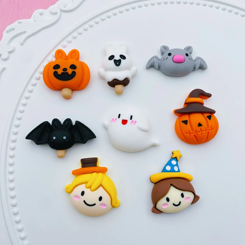 10pcs Resin Hot Selling New Halloween Ghosts Pumpkins for Crafts Making, Scrapbooking, Jewelry Accessory DIY