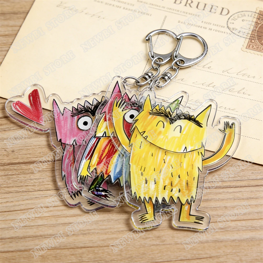 Lovely Colorful Emotion Monster Keychains for Accessories Bag Happy Sad Afraid Angry Calm in Love Keyrings Jewelry Fans Gifts