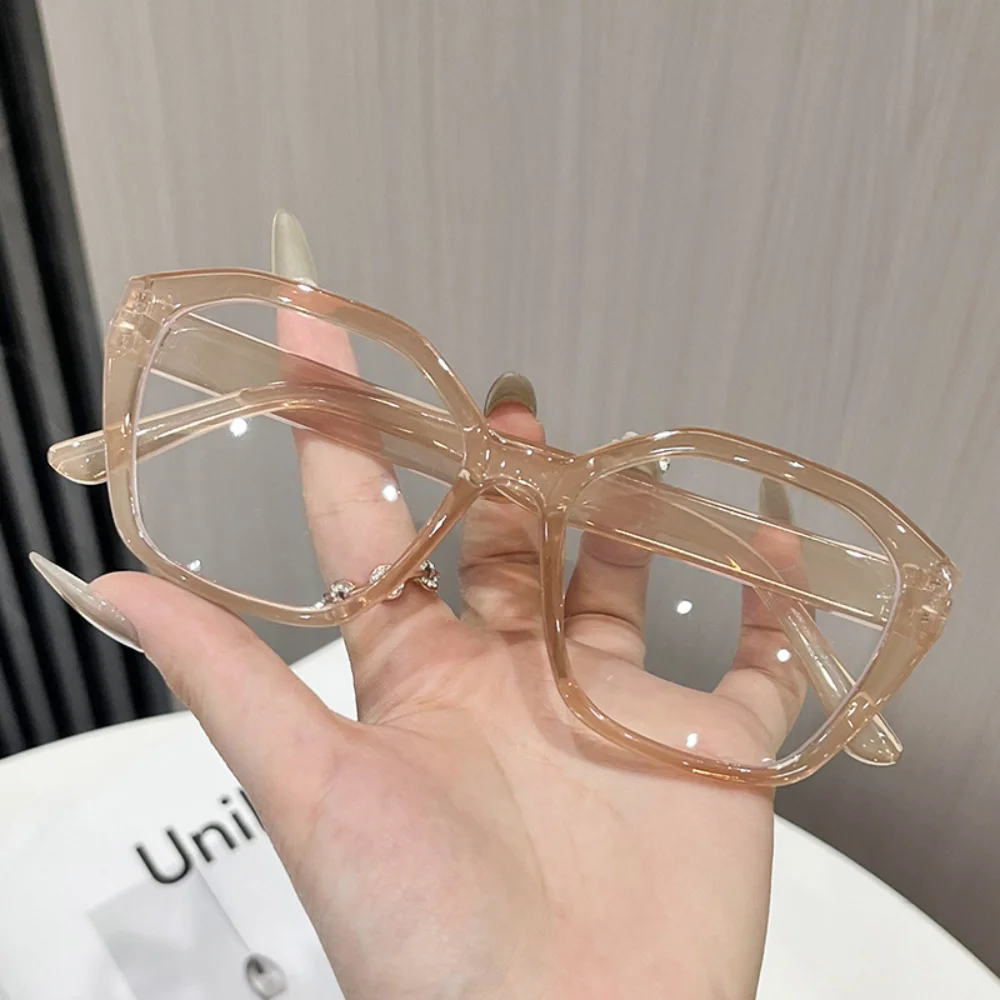 Vintage Large Frame Anti Blue Light Glasses For Men Women Lightweight Reading Eyeglasses Fashion Photo Decor Plain Spectacles