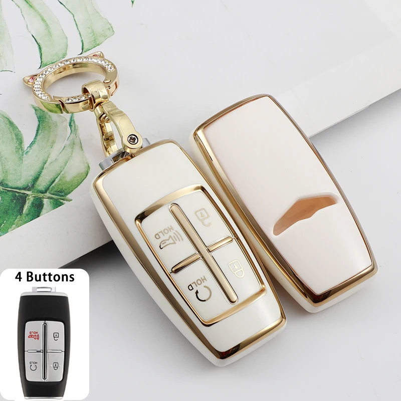 TPU Car Key Case 4 6 8 Button Smart Keyless Entry Remote Control Protector Cover For Hyundai Genesis G80 GV80 2019 - 2022