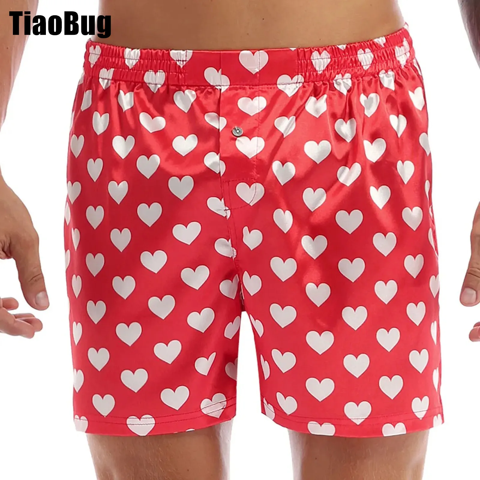 

Mens Cute Love Heart Print Classic Soft Boxer Shorts Lightweight Loose Sports Lounge Short Pants