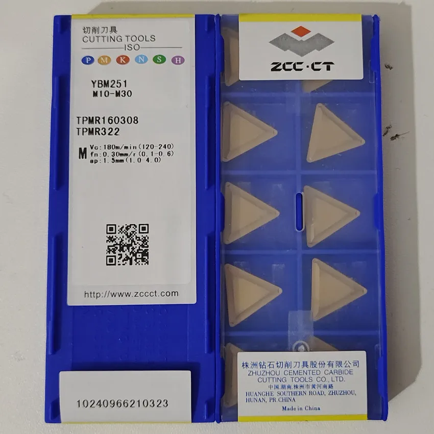 ZCC.CT TPMR160308 YBC251/TPMR160308 YBC252/TPMR160308 YBM251/TPMR160308 YBM351 TPMR160308 TPMR322 CNC CARBIDE INSERTS 10PCS/BOX