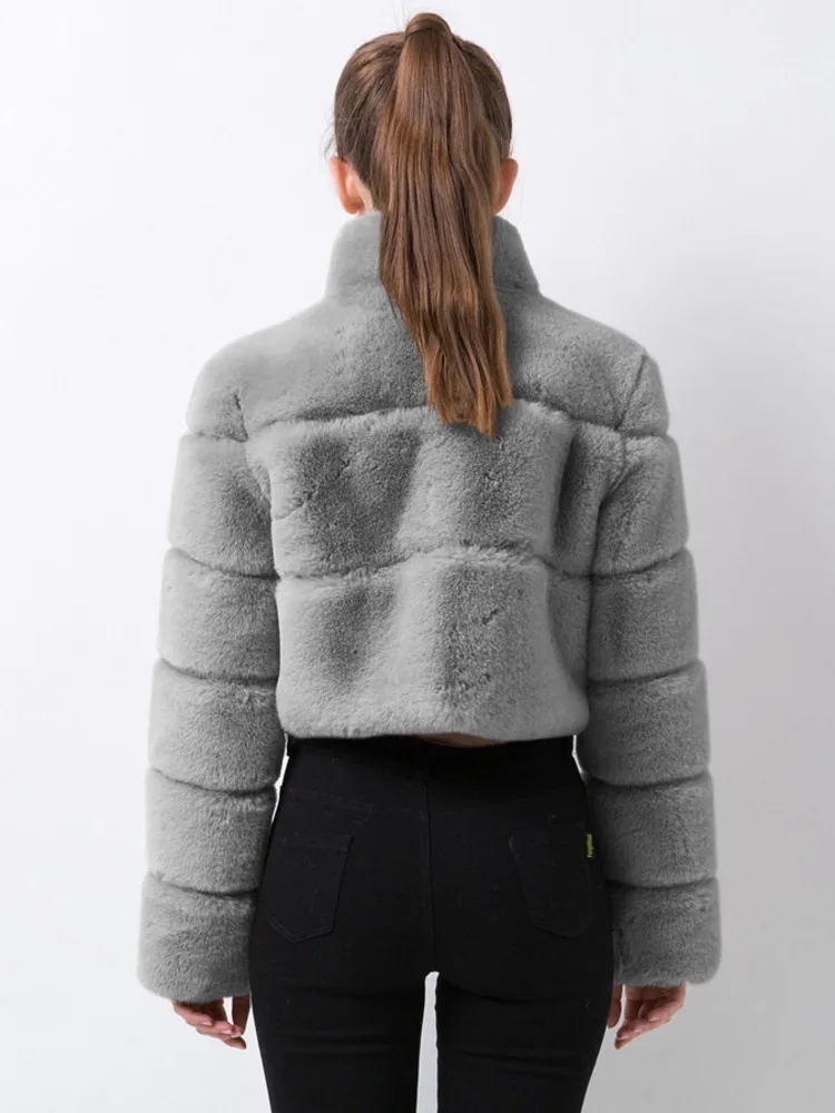 Deat Mode Damen Kunst pelz Mantel stehen Kragen bedeckt Langarm dicke warme kurze Imitation Fuchs Pelz Jacke Winter neu