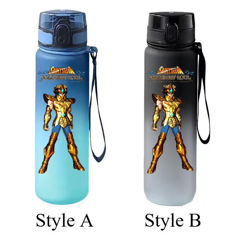 Saint Seiya Golden Saint Seiya Anime Gradient Water Bottle Flip Cap Portable Sports Water Cup with Lanyard Anime Gift