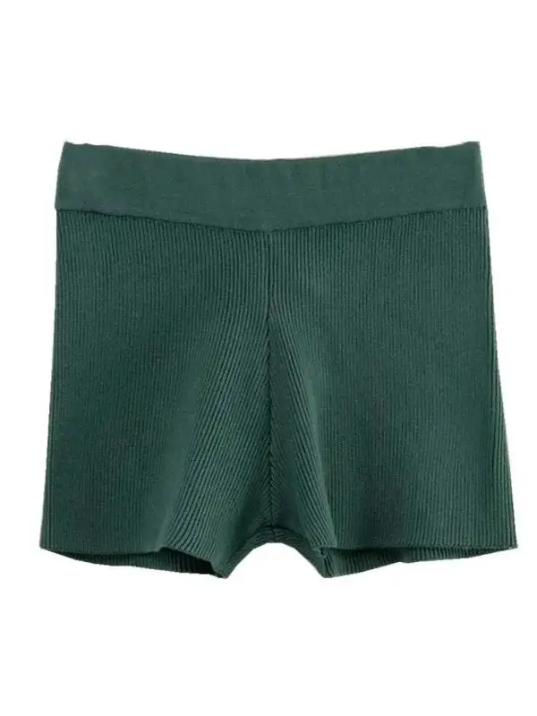 Mini pantalones cortos acanalados informales para mujer, ropa deportiva ajustada con banda elástica, de punto sólido, para gimnasio, verano, 2024