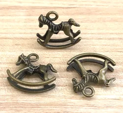 10pcs 20*19.3mm Alloy metal antiqued bronze crafted rocking horse design pendants handmade HWEF2917 DIY accessories