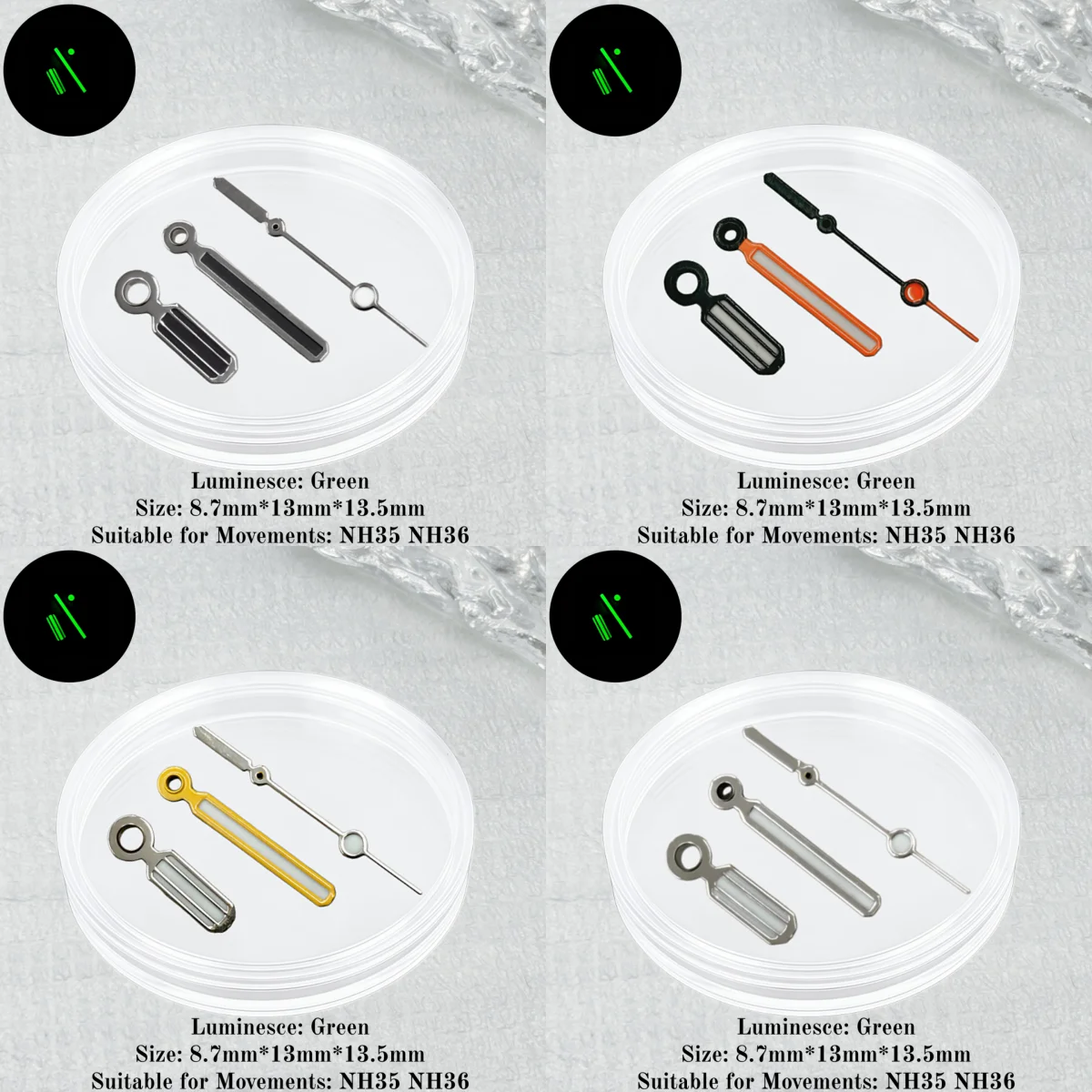 Accessoires pour montres, aiguilles de montre vertes lumineuses pour Seiko Royal Oak NH35 NH36, mouvement automatique, convient à un boîtier de 42mm