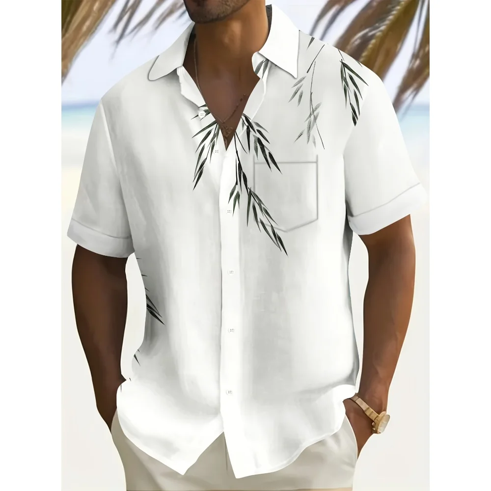 Men's Tropical Flowers Botanical Print New Short Sleeved Shirt Hawaiian Summer Casual Vacation Style Outdoor Casual Wear Shirt