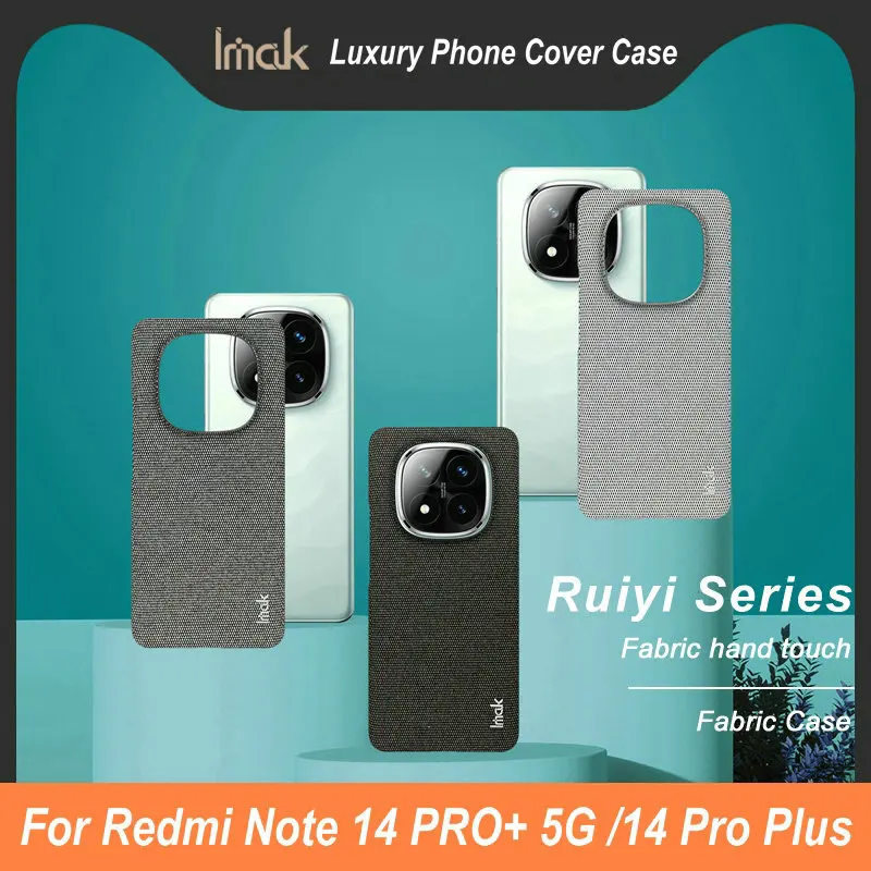 

Чехол Redmi Note 14 PRO+ 5G IMAK RUIYI из тканевой кожи для ПК, жесткий защитный ультратонкий тонкий чехол для Xiaomi Redmi Note 14 PRO PLUS, чехлы