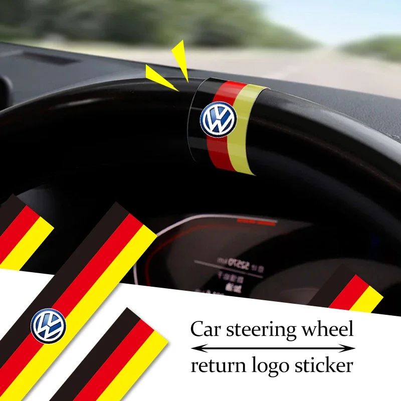 

Car Steering Wheel Return Logo Sticker For VW GTI Polo Golf Passat Tiguan Arteon Touareg Taigo Caddy Jetta Beetle Sharan Touran