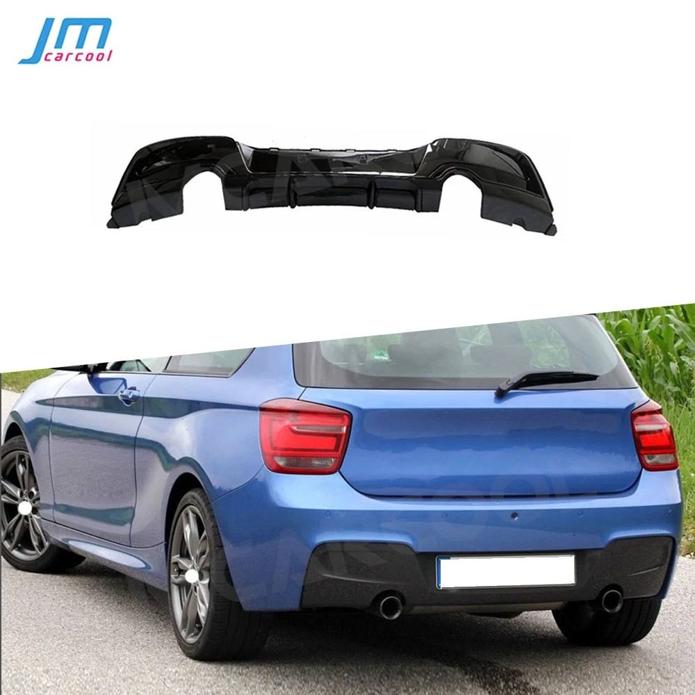 ABS Carbon Look Car Rear Bumper Lip Diffuser Gloss Black Extension Covers For BMW 1 Series F20 M Sport M135i 2012 2013 2014