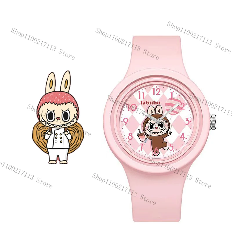 Neue Labubu Kinder Uhr Cartoon Puppen Charakter Runde Silikon armband analoge Digitaluhr Jungen Mädchen Kinder Spielzeug Geburtstags geschenke