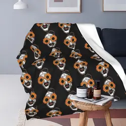 Sunflower Sunglasses Horror Clown Movie Art Terrifier Blanket Soft Flannel Throw Blanket Bedding for Bed Living room Home Sofa