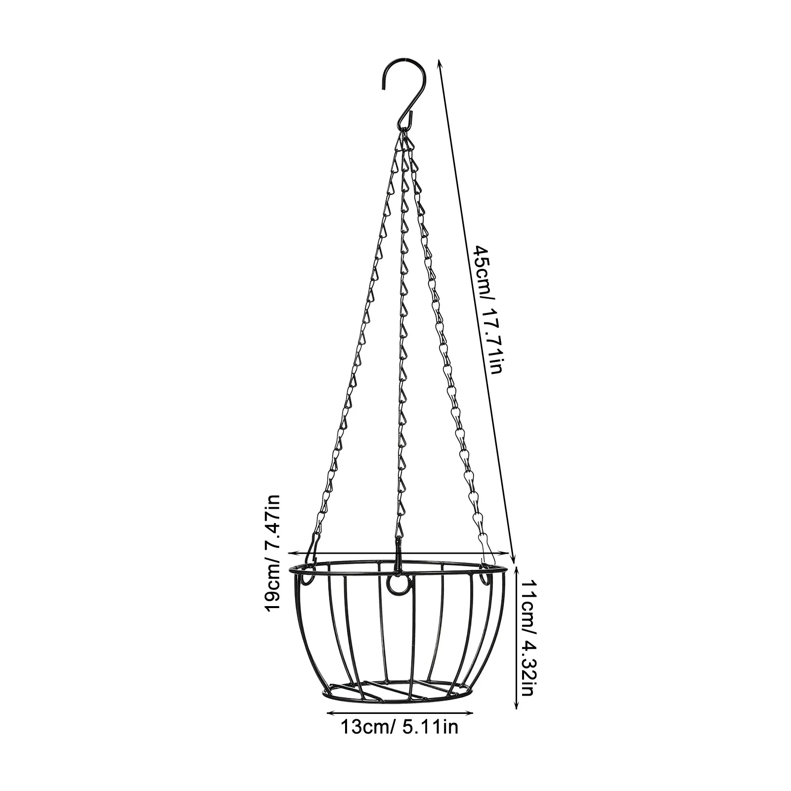2Pcs Hanging Basket Wire Round Chain Holder Indoor Outdoor Balcony Porch Garden Decor Flower Pot Hanger