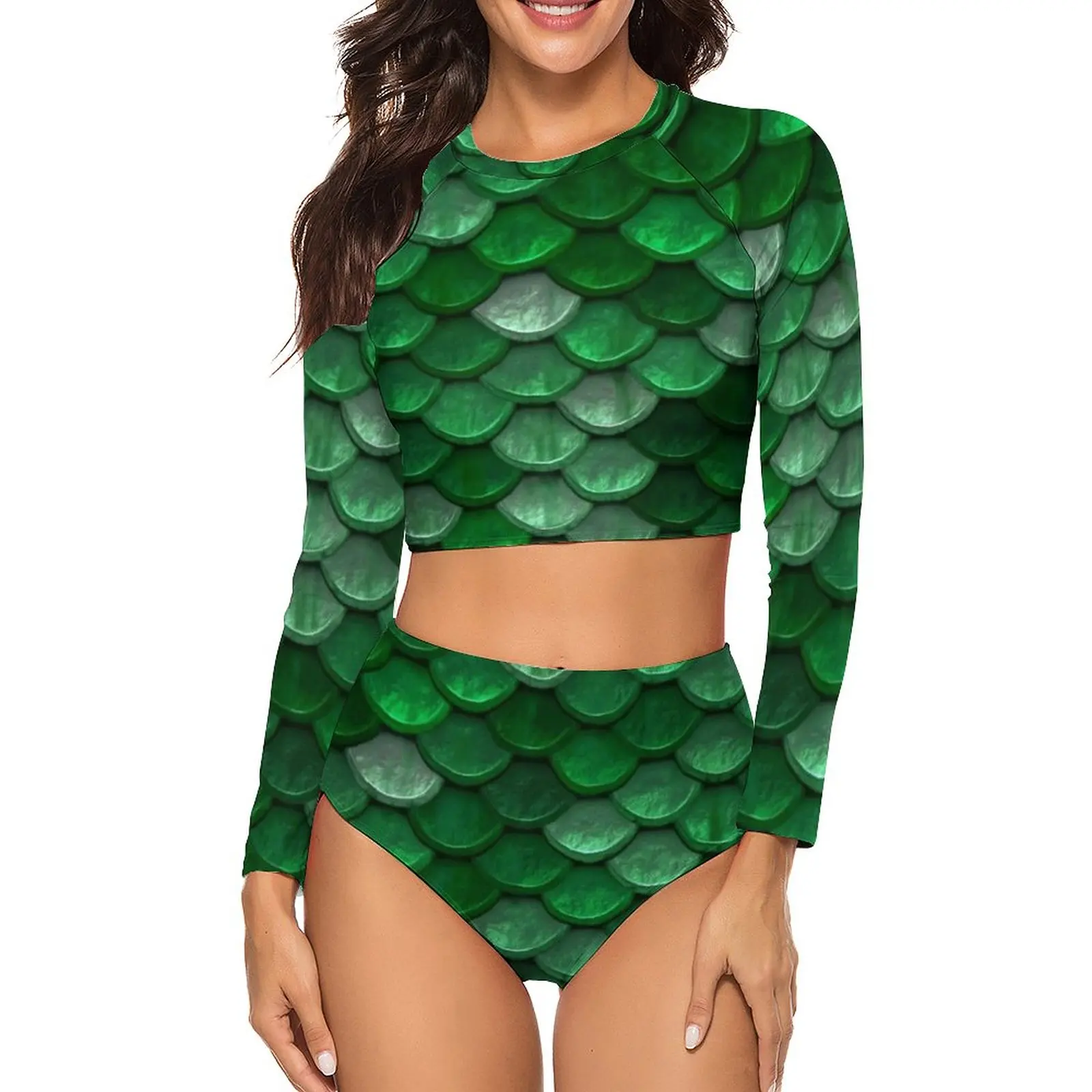 

Green Metallic Bikini Swimsuit Sexy Colorful Fish Scales Bikinis Set Women Two Piece Swimwear Surfing Bathing Suit Beach Wear