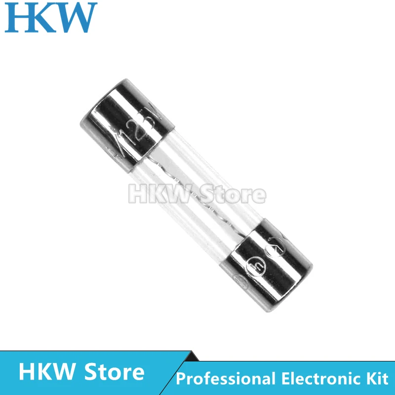 20pcs/lot 5*20mm Slow Blow Tube Fuses Glass 250V 32MA ~ 16A 63MA 100MA 500MA T1A 1.6A 4A 10A 15A 5A Fusible 0218001.MXP 5X20MM