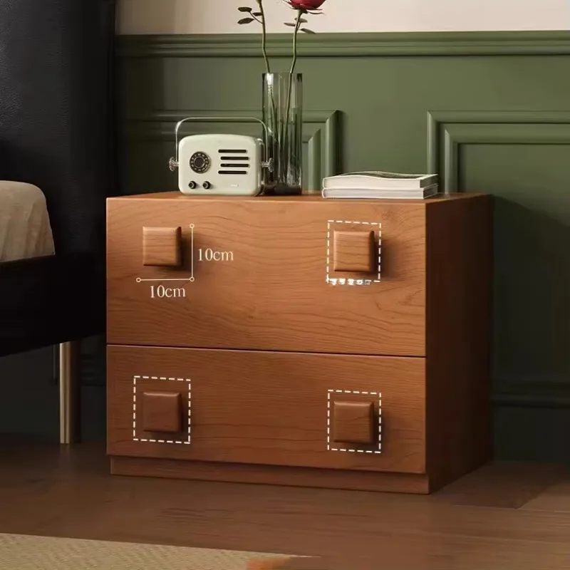 

#x Modern Nordic 2 Drawer Storage Solid Wood Walnut Wood Nightstand Beside Table